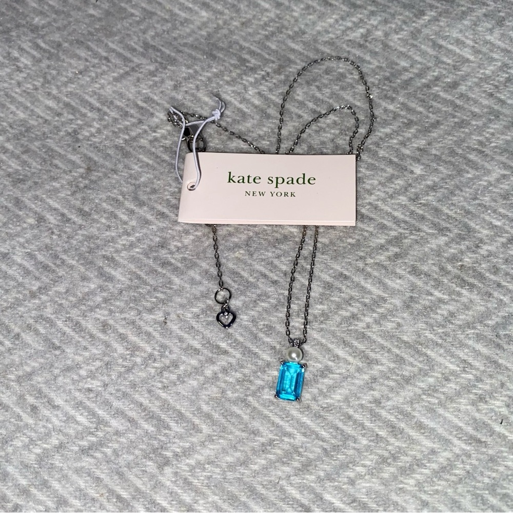 New Kate Spade Silver-Tone Cubic Zirconia & Faux Pearl Pendant Necklace - Picture 14 of 16